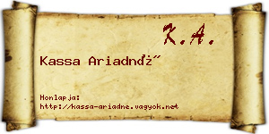Kassa Ariadné névjegykártya